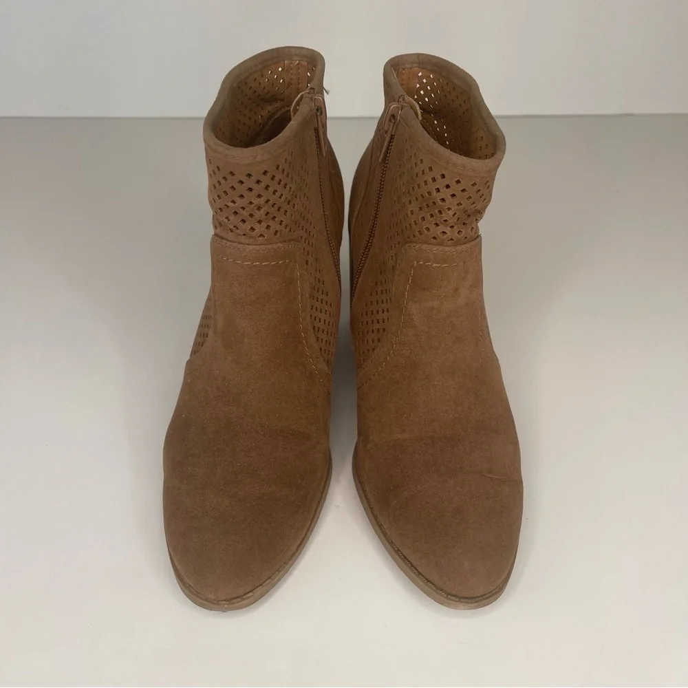 Universal Thread Crissy Bootie Brown Laser Cut Stacked Heel